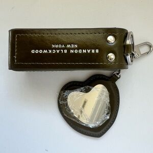Brandon Blackwood Black Keychain with Heart Mirror Charm